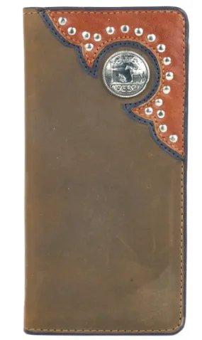 W-144 - Rockin Leather Checkbook Wallet - Cowboy Prayer with Concho