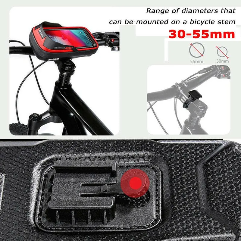 Wild Man Bicycle Stem Bag Touchscreen Folding Bike Front Bag Soft Shell 6.8" Mobile Waterproof Case Phone Bag Acessories