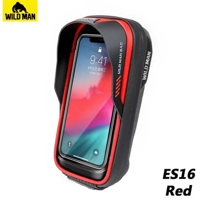 Wild Man Bicycle Stem Bag Touchscreen Folding Bike Front Bag Soft Shell 6.8" Mobile Waterproof Case Phone Bag Acessories