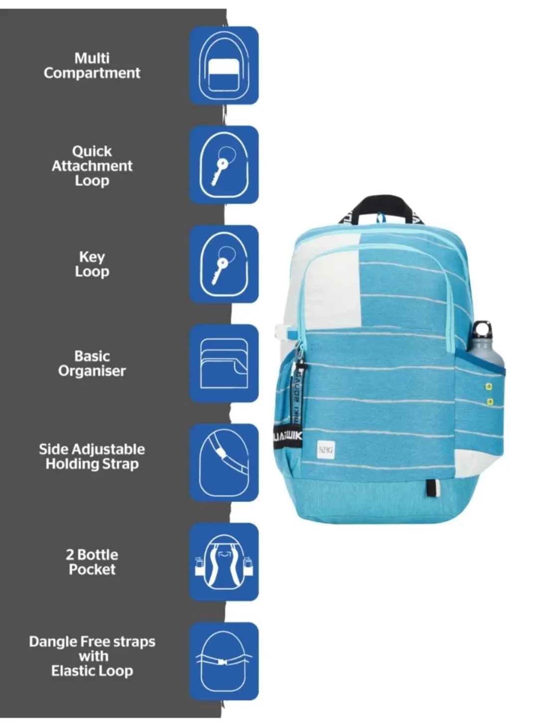 wildcraft squad 3 lines blue school bag | backpack