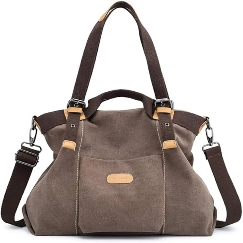 Women Shoulder Hobo Canvas Top Handle Tote Crossbody Handbag