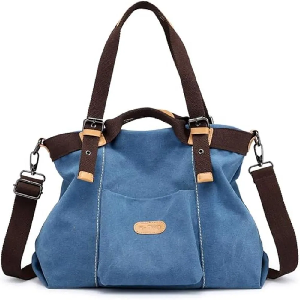 Women Shoulder Hobo Canvas Top Handle Tote Crossbody Handbag