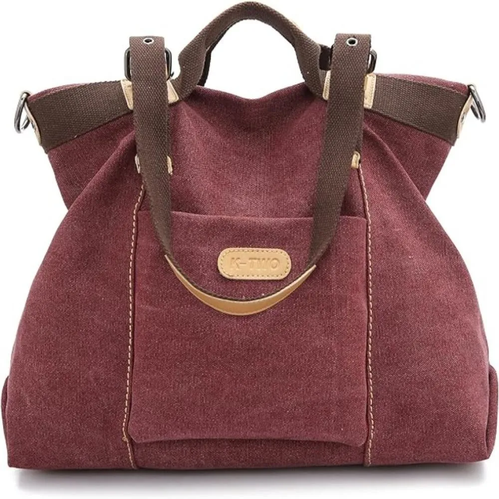 Women Shoulder Hobo Canvas Top Handle Tote Crossbody Handbag