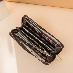 Women's Long Zip Wallet Large Capacity Phone Wallet Multiple Card Slots Check Holder Printing Women's Coin Purse