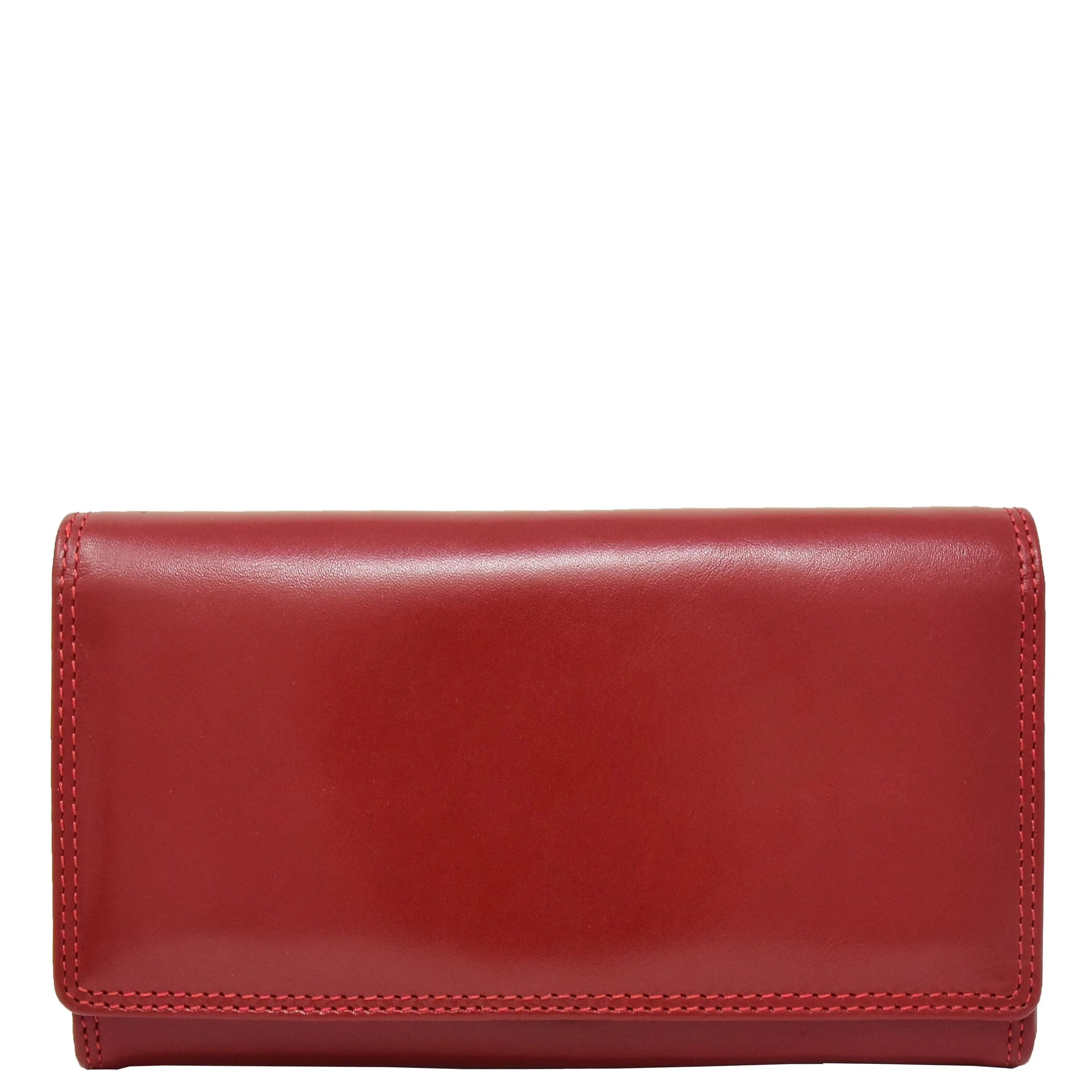 Womens Real Leather Envelope Style Clutch Wallet Purse AVM1 Red