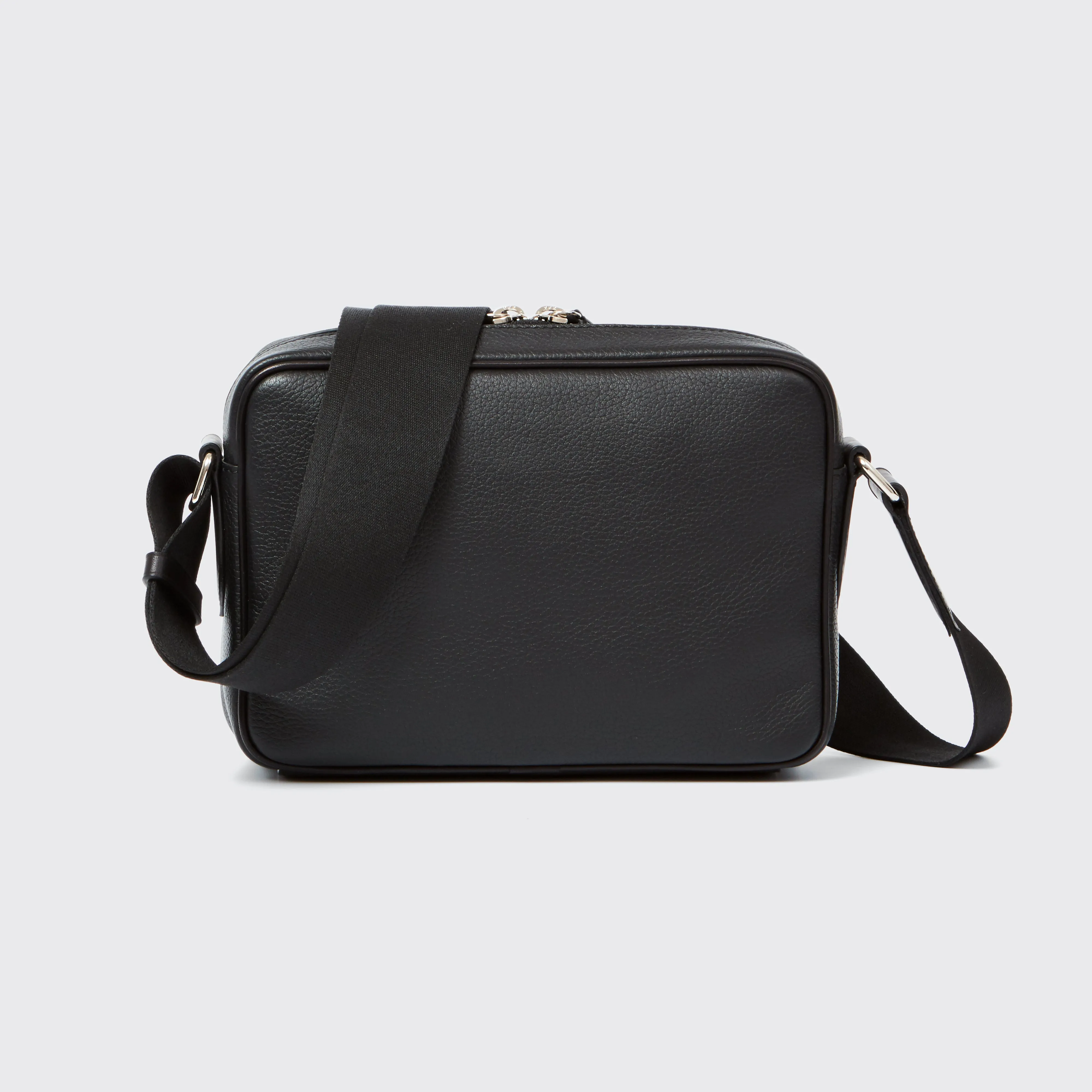 Zipped Messenger Bag Leather Black